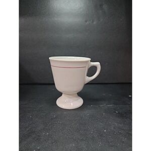 Walker China Vintage Coffee Cup, Ohio Dutch Pantry Pedestal Mug, Burgundy Stripe